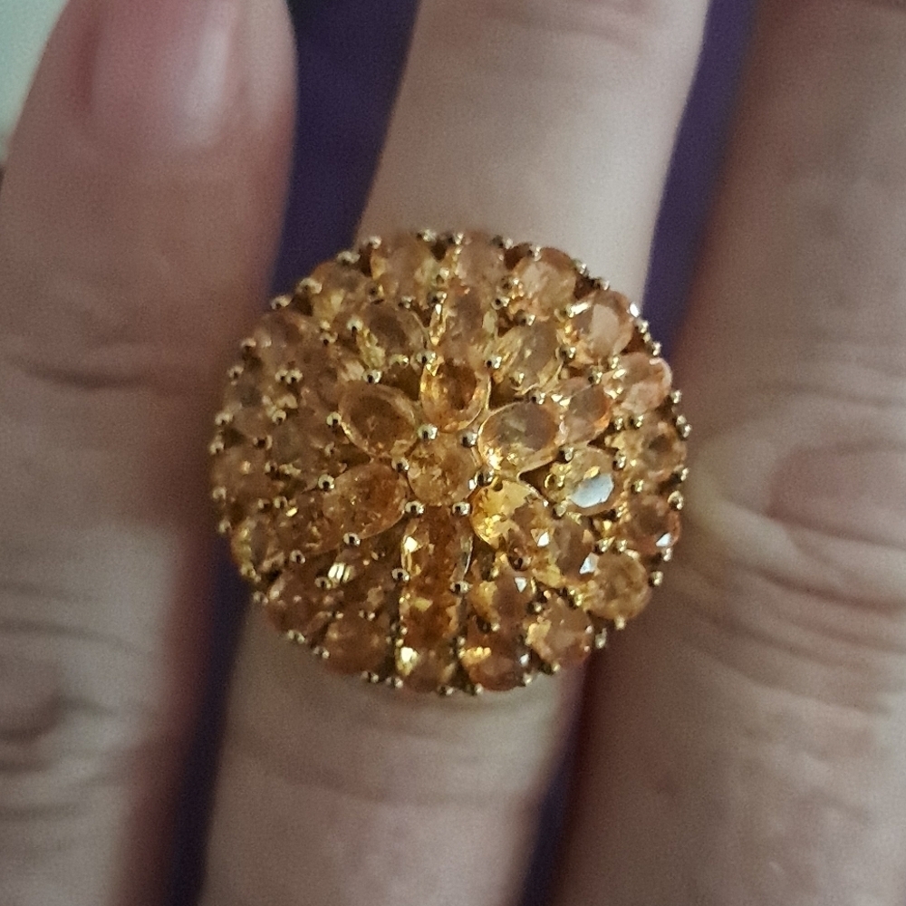 Premium Viceroy Spessartine Garnet Cluster Style Ring. - Picture 4 of 6